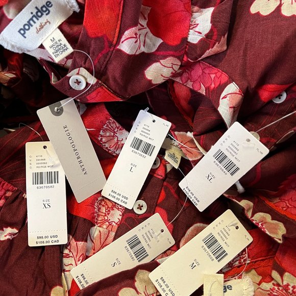 Anthropologie Red Boxy Blouse with Mandarin Collar - Picture 5 of 5